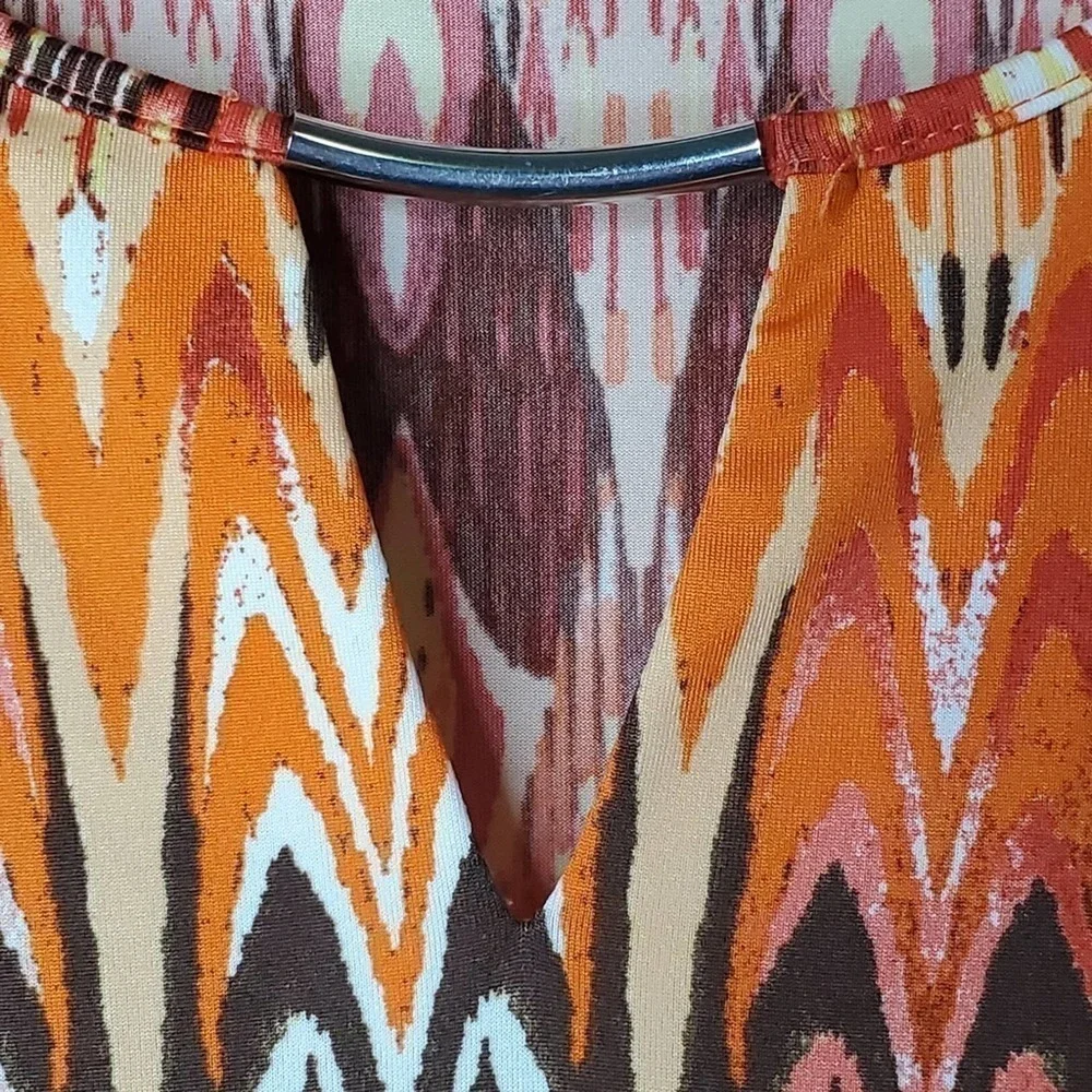 New Directions V Neck Cutout Blouse Orange Size Small
